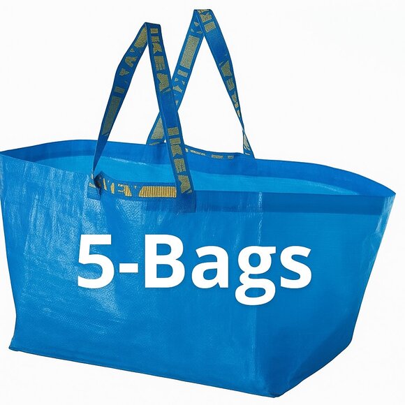 NEW Lot of 5 IKEA Frakta Large Blue Tote Bags | 19 Gallon Storage Carry-All NWT - Picture 1 of 5
